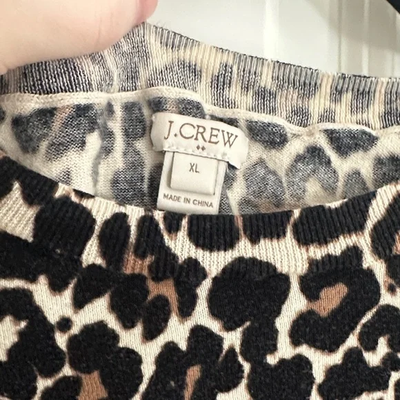 J. Crew Leopard Print Long Sleeve Tee in Black and Brown - Picture 2 of 8